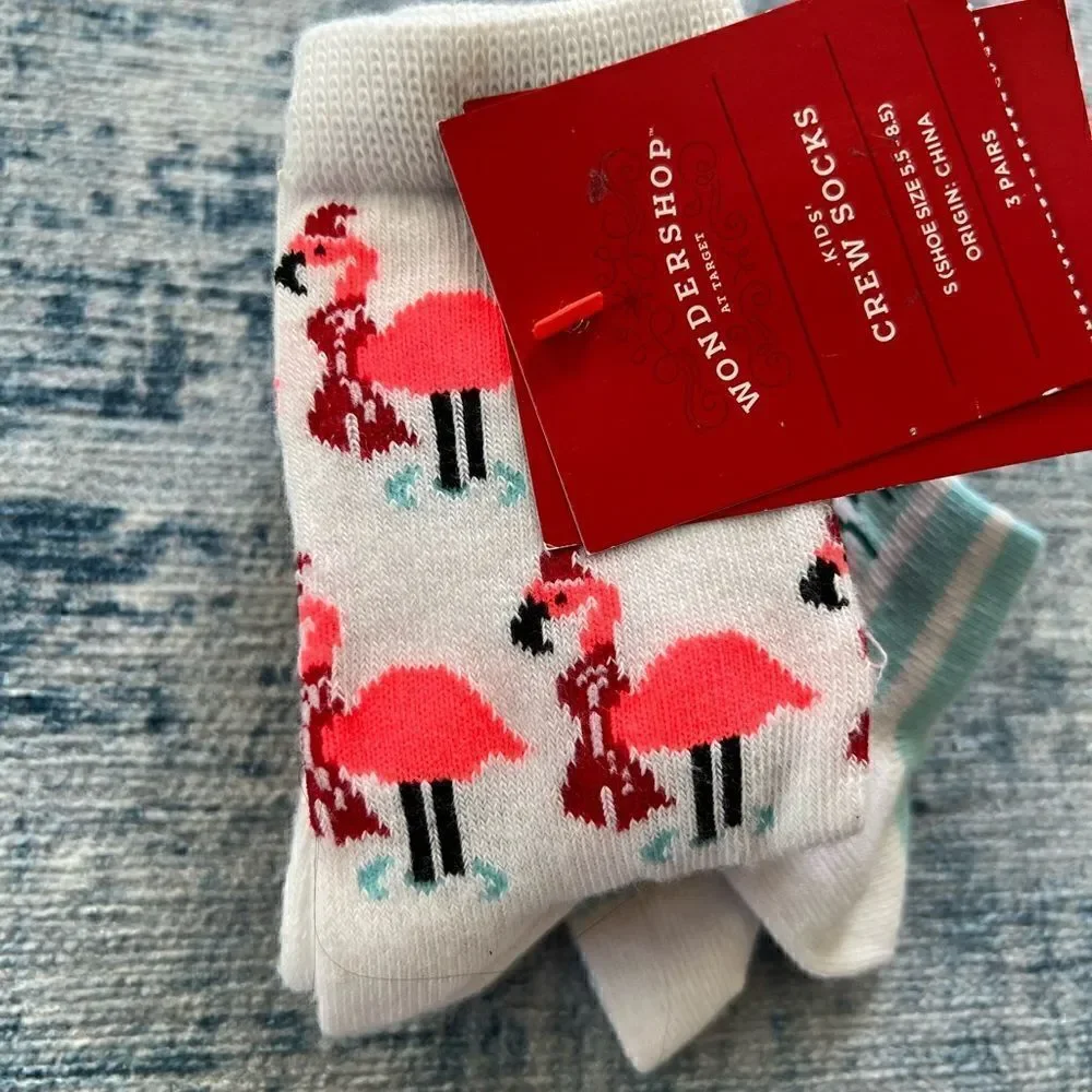 Wondershop Christmas Winter Holiday Socks Set of 3 Kids Small 5.5 - 8.5